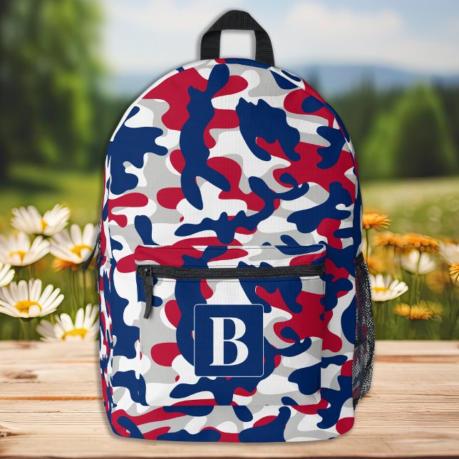 Patriotic Camo Personalised Monogram Camouflage Printed Backpack (Creator Uploaded)