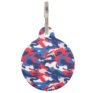 Patriotic Camo Red White Blue USA American Freedom Pet Tag