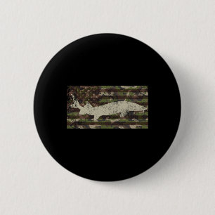 Patriotic Camo Us Flag Sturgeon Fishing 6 Cm Round Badge