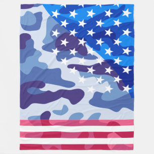 Patriotic camouflage pattern fleece blanket
