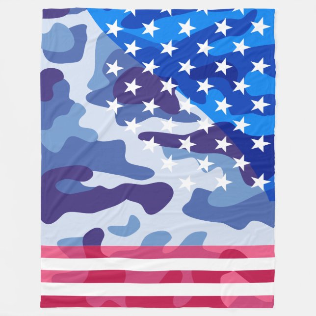 Patriotic camouflage pattern fleece blanket (Front)