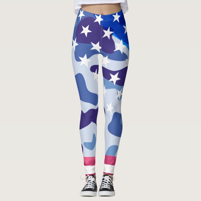 Patriotic camouflage pattern leggings (Front)