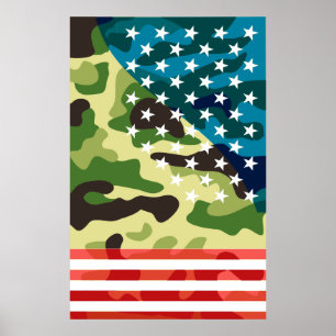 Patriotic camouflage pattern poster