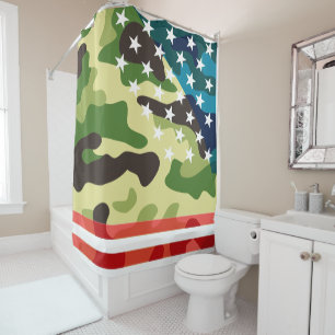 Patriotic camouflage pattern shower curtain
