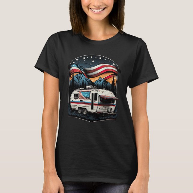 Patriotic Camping And Caravan Adventure USA  1 T-Shirt (Front)