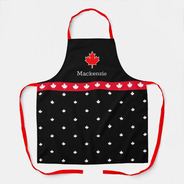 Patriotic Canadian Chef Red and White Maple Leaf  Apron (Front)