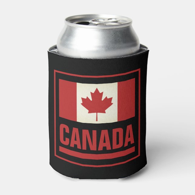 Patriotic Canadian flag can coolers for Canada Day (Can Front)