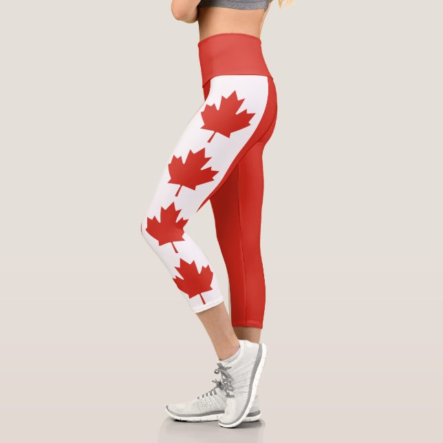 Patriotic Canadian Flag Capri Leggings (Left)