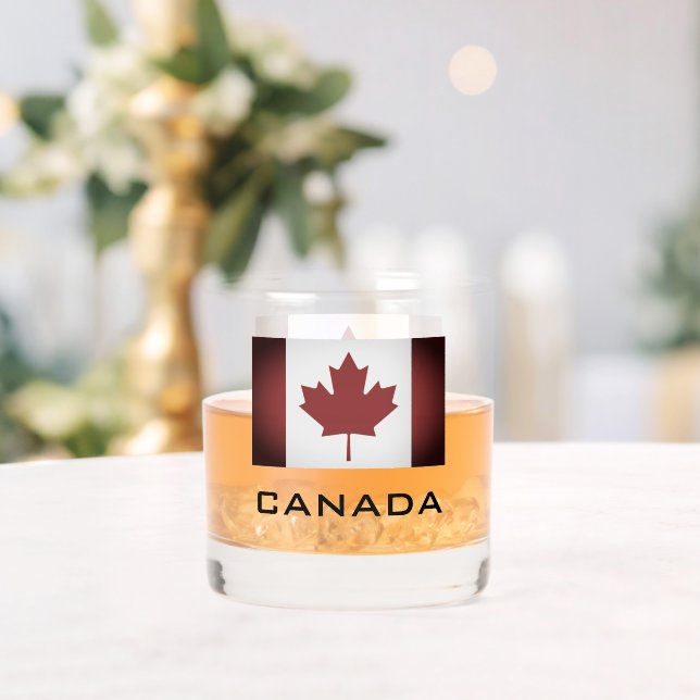 Patriotic Canadian flag custom whiskey drink glass (Insitu (Wedding))
