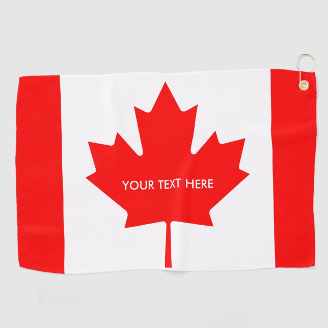 Patriotic Canadian flag golf towel gift for golfer (Horizontal)