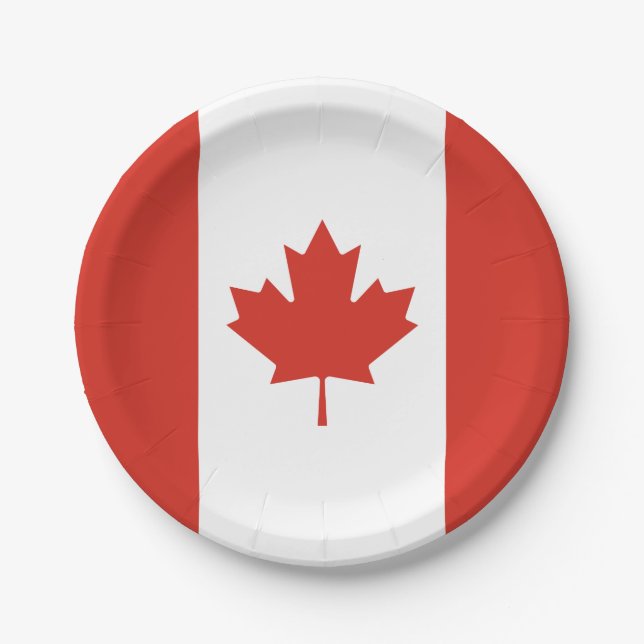 Patriotic Canadian Flag Paper Plate (Front)
