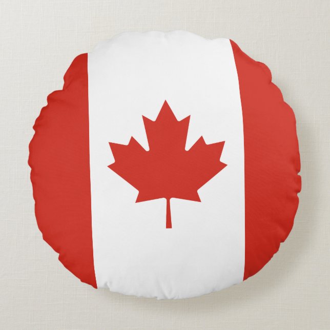Patriotic Canadian Flag Round Cushion (Front)