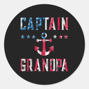 Patriotic Captain Grandpa American Flag Boating 4t Classic Round Sticker