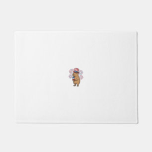Patriotic Capybara Ice Cream Fireworks Shirt Desig Doormat
