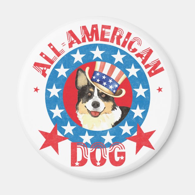 Patriotic Cardigan Welsh Corgi Magnet (Front)