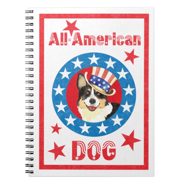 Patriotic Cardigan Welsh Corgi Notebook (Front)