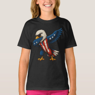Patriotic Cartoon Dabbing Bald Eagle 4th of July T-Shirt
