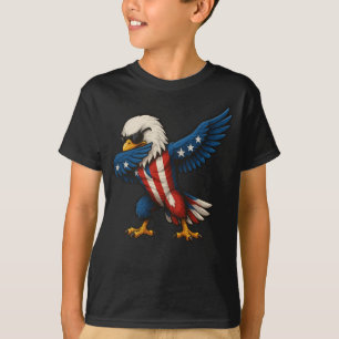 Patriotic Cartoon Dabbing Bald Eagle 4th of July T-Shirt