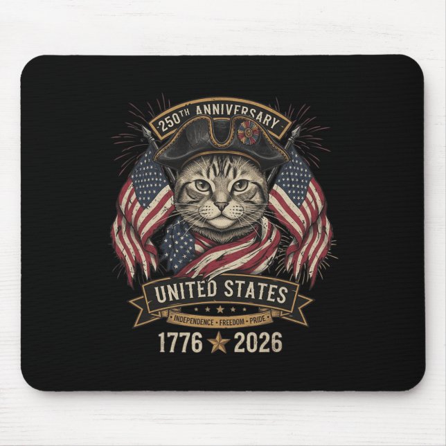 Patriotic Cat 250th 4th Of July  Mouse Mat (Front)