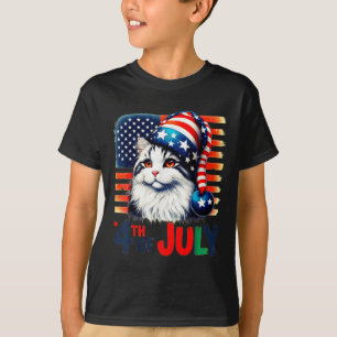 Patriotic Cat 4th Of July American Flag Funny Usa  T-Shirt