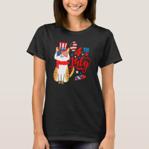 Patriotic Cat 4th Of July Cute Meowica American Fl T-Shirt