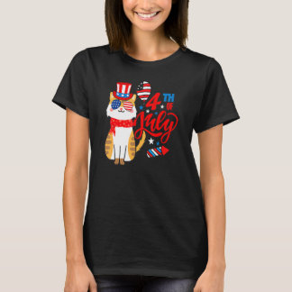 Patriotic Cat 4th Of July Cute Meowica American Fl T-Shirt