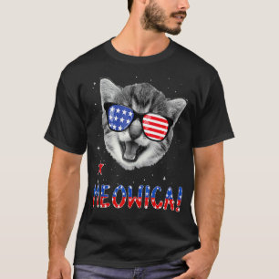 Patriotic Cat 4th Of July Meowica American Flag T-Shirt