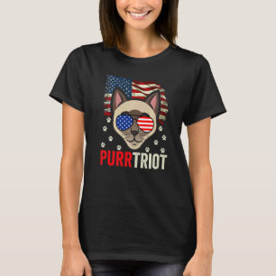 Patriotic Cat 4th Of July Usa Flag Siamese Cat T-Shirt