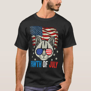 Patriotic Cat 4th Of July Usa Flag Sunglasses Cat T-Shirt