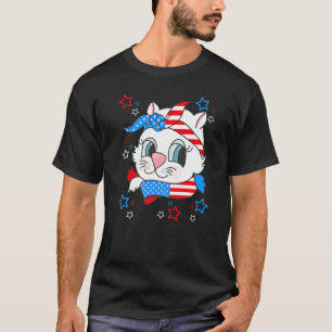 Patriotic Cat 4th of July Women Girls USA T-Shirt