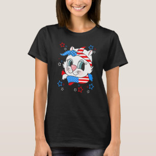 Patriotic Cat 4th of July Women Girls USA T-Shirt