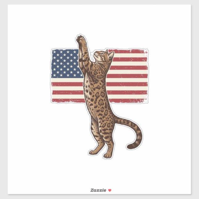 Patriotic Cat American Flag Vintage Vector Design_ (Sheet)