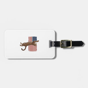 Patriotic Cat American Flag Vintage Vector Design_ Luggage Tag