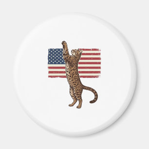 Patriotic Cat American Flag Vintage Vector Design_ Magnet