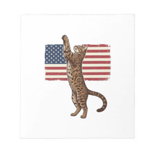 Patriotic Cat American Flag Vintage Vector Design_ Notepad