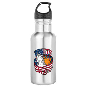 Patriotic Cat and Unicorn Vintage Vector Design_1 532 Ml Water Bottle
