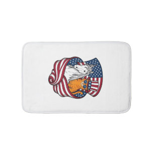 Patriotic Cat and Unicorn Vintage Vector Design_1 Bath Mat