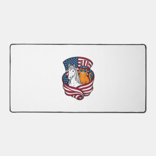 Patriotic Cat and Unicorn Vintage Vector Design_1 Desk Mat