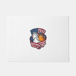 Patriotic Cat and Unicorn Vintage Vector Design_1 Doormat