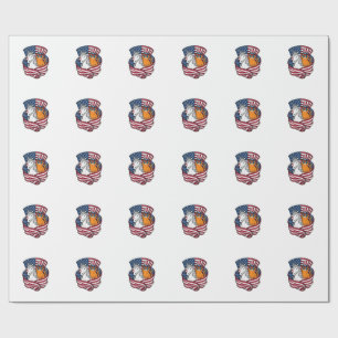 Patriotic Cat and Unicorn Vintage Vector Design_1 Wrapping Paper