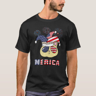 Patriotic Cat Cute 4th Of July Usa American Flag U T-Shirt