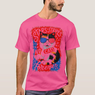 Patriotic Cat Dad USA Flag 4th of July Independenc T-Shirt