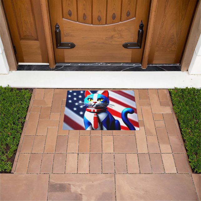 Patriotic cat  doormat (Outdoor)