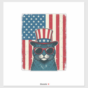 Patriotic Cat Flag Vintage Engraving Shirt Design_