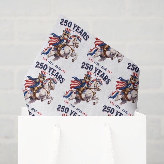 Patriotic cat horse tiled pattern July 4th  Tissue Paper (Gift Bag)