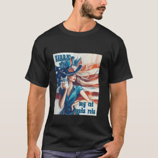 Patriotic Cat Lovers Harris Walz 2024 Election T S T-Shirt