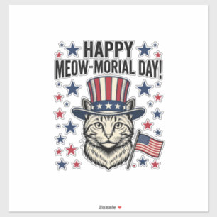 Patriotic Cat Meow-Morial Day Vintage Vector Desig