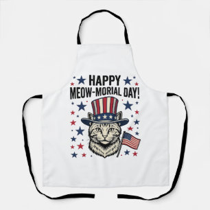 Patriotic Cat Meow-Morial Day Vintage Vector Desig Apron