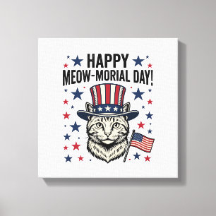 Patriotic Cat Meow-Morial Day Vintage Vector Desig Canvas Print