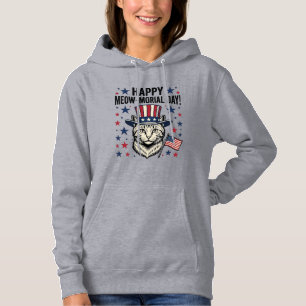 Patriotic Cat Meow-Morial Day Vintage Vector Desig Hoodie